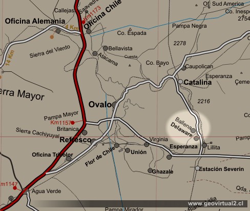 Mapa de la oficina Salitrera Ballena