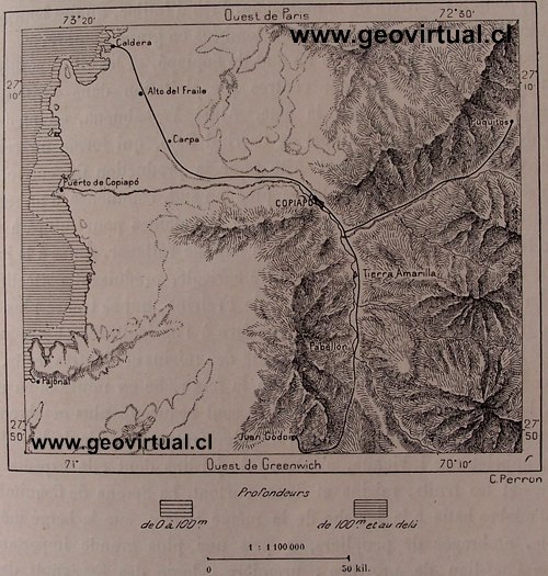 Carta hist�rica del sector Copiap� - Caldera, Chile, Atacama