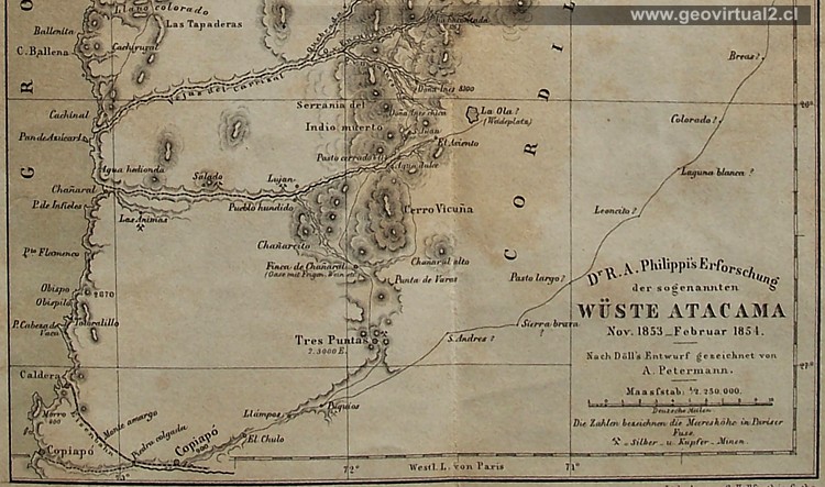 Carta hist�rica de la Regi�n Atacama (R.A. Philippi, 1856)