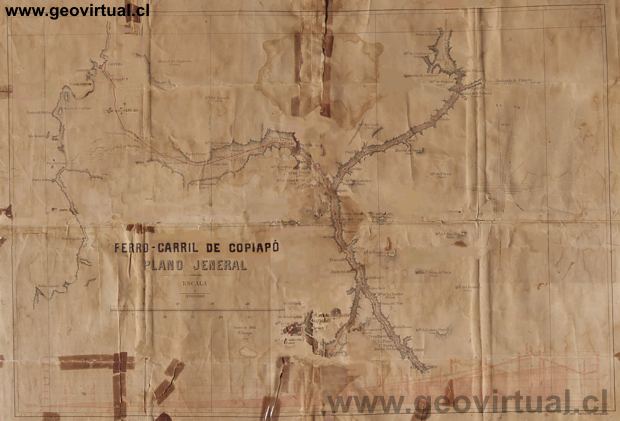 Carta de los Ferrocarriles de Atacama por Sayago 1882