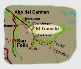 Carta ubicaci�n El Transito, Atacama - Chile