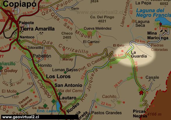 Mapa de La Guarda en Atacama