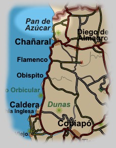 Carta ubicacion Pan de Azucar en Atacama, Chile