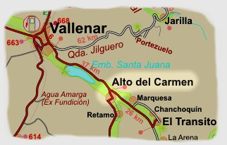 carta de la ubicaci�n de Alto del Carmen en Atacama, Chile
