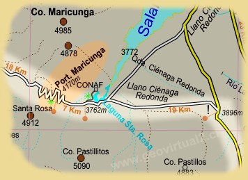 Karte vom Maricunga Pass zur Lagune Santa Rosa