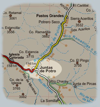 Carta del sector Juntas de Potros - Regi�n Atacama, Chile