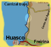 Mapa entre Carrizal Bajo y Huasco