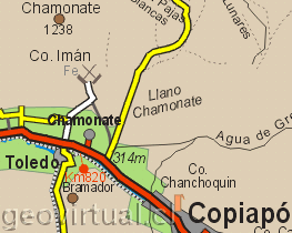 Karte vom Bereich Chamonate - Toledo