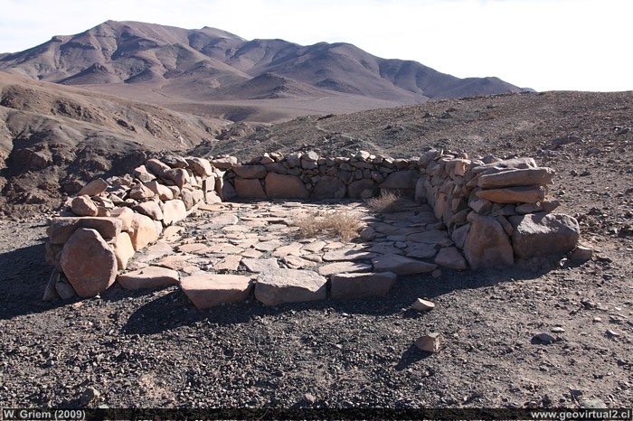 Ruins of a mining site - mine, field and a small foundry in Llampos, Atacama Region - Chile.- Chile