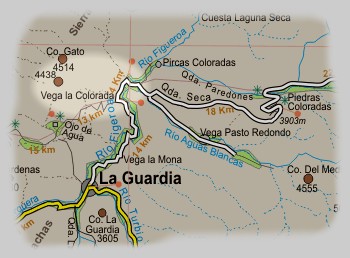 Carta del sector Vega Colorada en la Regi�n Atacama cerca de La Guardia