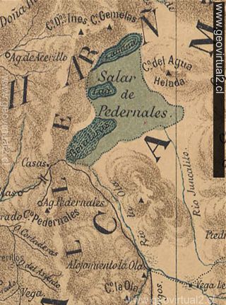 Mapa del salar Pedernales en 1892, Chile, Desierto de Atacama