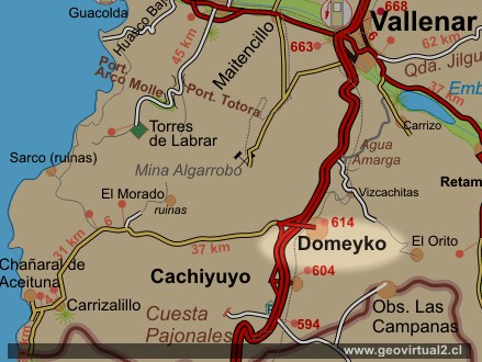 carta del sector Morado - Domeyko en Atacama, Chile