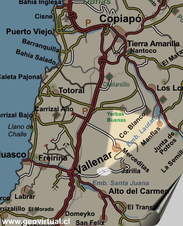 carta del sector - camino Vallenar a Jarilla