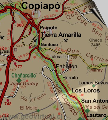 Map of Atacama - Llano Tirado