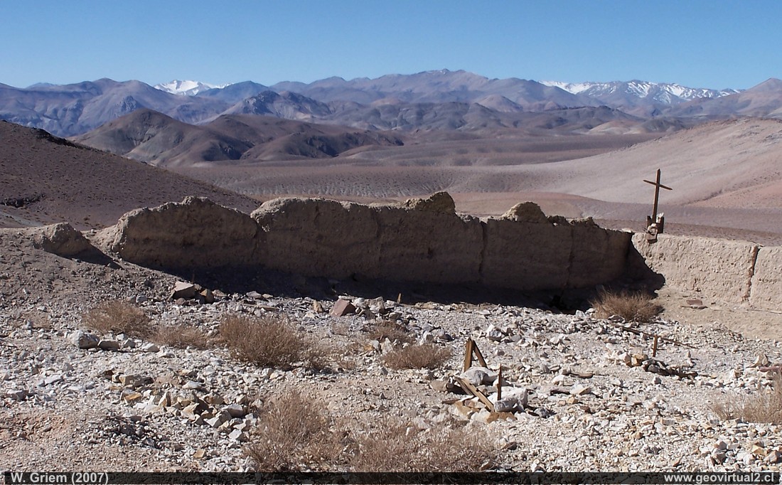 Cemetery in the Atacama desert: The graveyard of the silver mines of Lomas Bayas in the Atacama desert, Chile