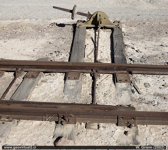 Alte Weiche mit der Aufschrift Worchester und Staatliche Eisenbahnen von Chile