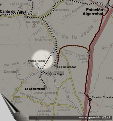 Mapa del sector Astillas, Región de Atacama