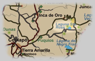 Mapa de Laguna Santa Rosa en Atacama, Chile