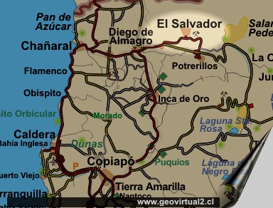 Carta de la ubicaci�n de El Salvador en Atacama, Chile
