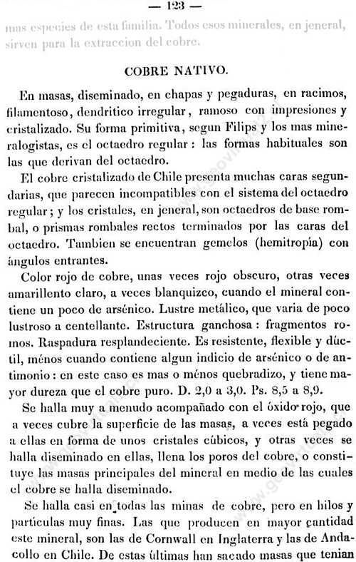 página 123- cobre nativo de Domeyko