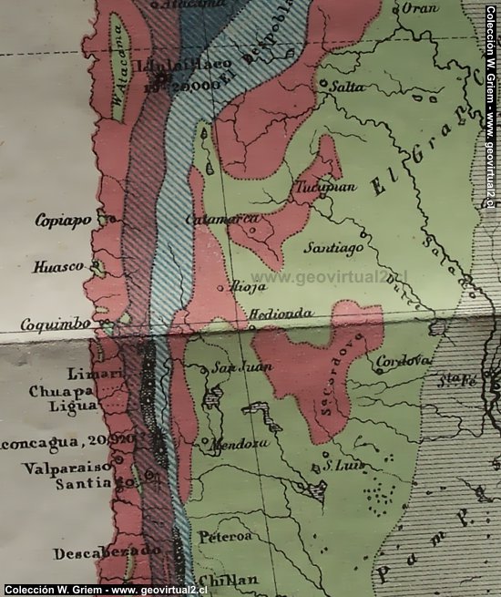 Carta geología de Atacama y Chile - Foetterler 1856