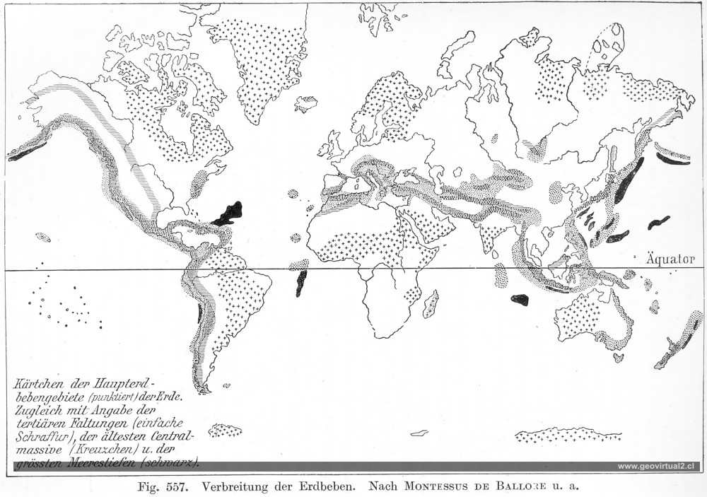 Distribución de los terremotos en el mundo