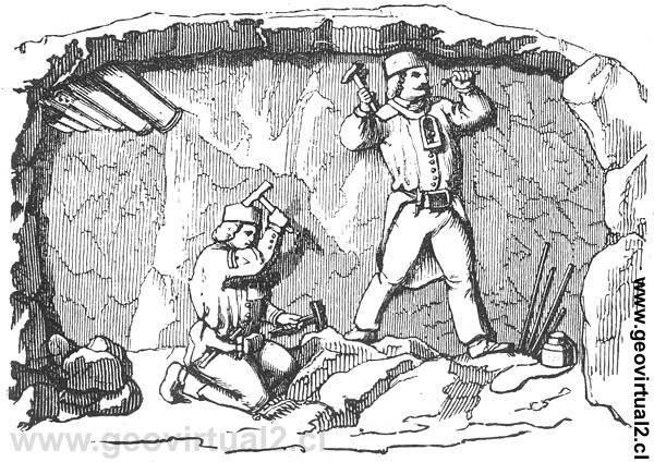 Mineros explotando una veta - Rudolph Ludwig (1861)