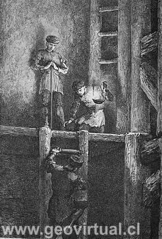 Mineros bajando a la mina - Simonin, 1867