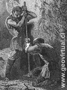 Historia de la miner�a: Mineros trabajando