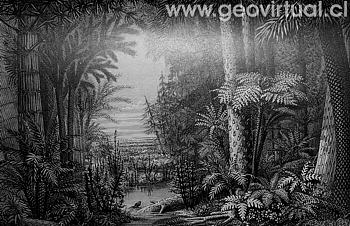 Paisaje del carbonifero seg�n Ludwig 1861