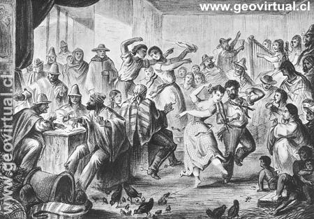 bar y baile en la mina de Tres Puntas (Treutler)
