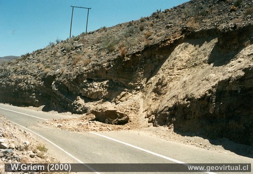 Deslizamiento de rocas (movimiento de masas); Regi�n Atacama, Chile