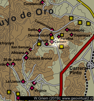 Mapa de la mina Carmen de Cachiyuyo de Llampos