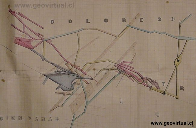 mapa de los labores de la mina Dolores 3ra