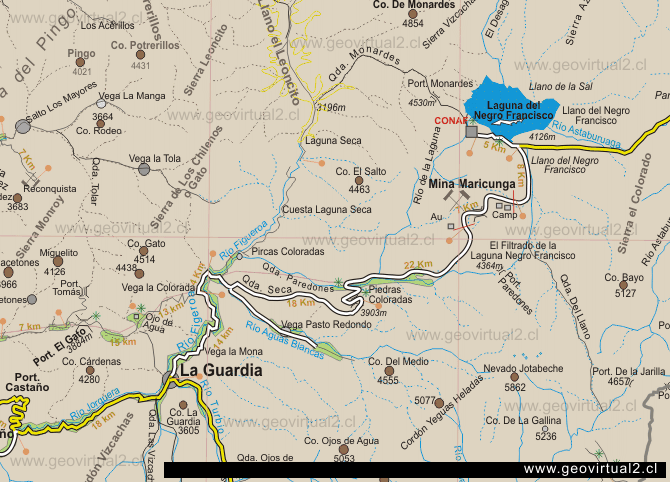 Carta Atacama: Casta�o - La Guardia - Laguna Negro Francisco