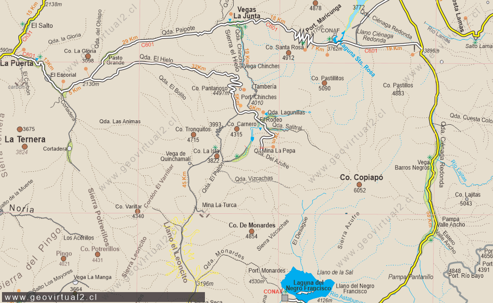 Carta Atacama - El Hielo - Santa Rosa - Laguna Negro Francisco