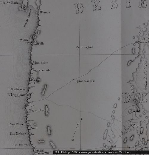 Mapa de el Cobre: Philippi, 1860