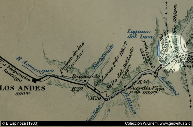 Mapa de Espinoza 1903, transandini, Chile