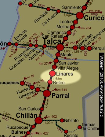 mapa puente Achibueno, Chile