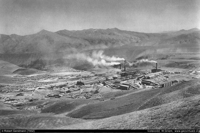 Die Potrerillos Kupfer-Schmelze im Jahre 1932