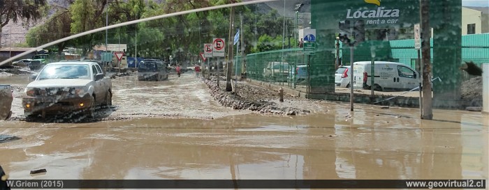 Die schweren Überschwemmungen in Copiapo, Atacama-Wüste, Chile im Jahr 2015