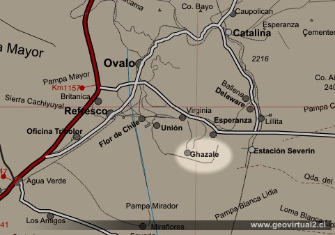Mapa del sector oficina Ghizela, Desierto de Atacama