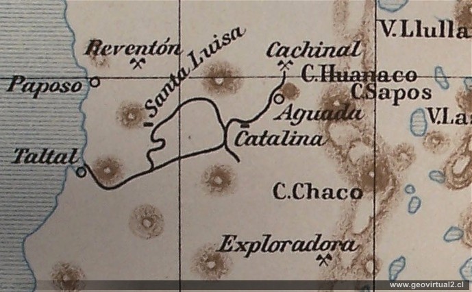 Foto: Karte von Darapsky 1899: Eisenbahnlinien zwischen Taltal und Cachinal