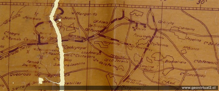 Carta de Harding, 1919, sector saliteras Atacama