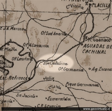 Carta de 1903 Salitreras y Catalina en el Norte de Chile
