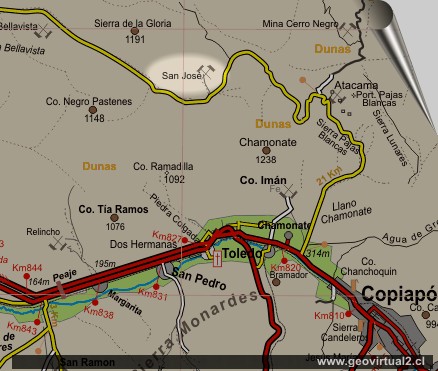 Karte der Mine San José, Region Atacama - Chile