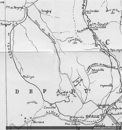 Mapa Tongoy - Ovalle 1898 de Santiago Marin