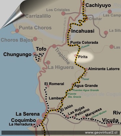 Mapa ferrocarril - estación Pirita, Chile