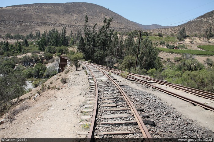 Junta de las líneas ferreas cerca de Choapa, Región Coquimbo, Chile