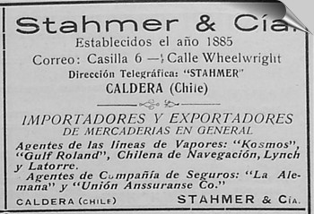 Stahmer in Caldera, Werbung 1910